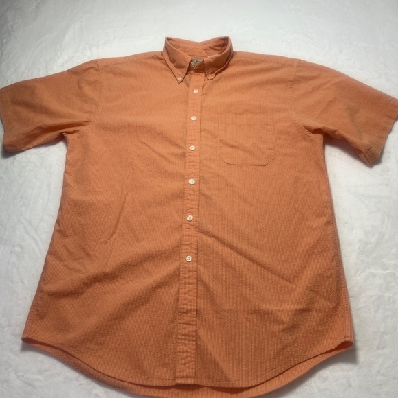 LL Bean Men’s Short Sleeve Burnt Orange Check Shirt 100% Cotton - Picture 2 of 8